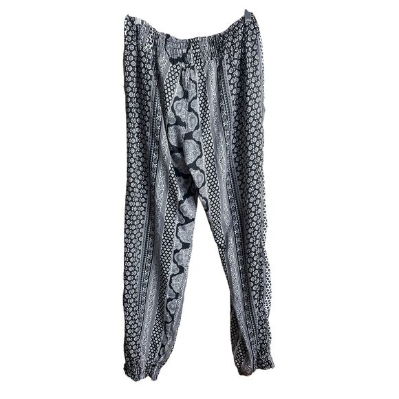 Elan Loose Wide Fit Women's Pants Size Large Black & White - Picture 2 of 7